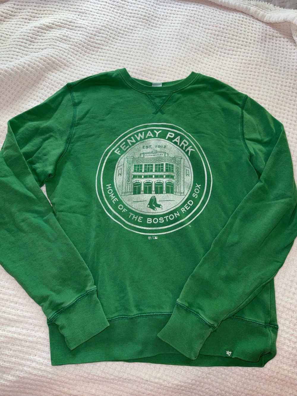 '47 Women's Green Fenway Park Crewneck Sweatshirt with White Logo